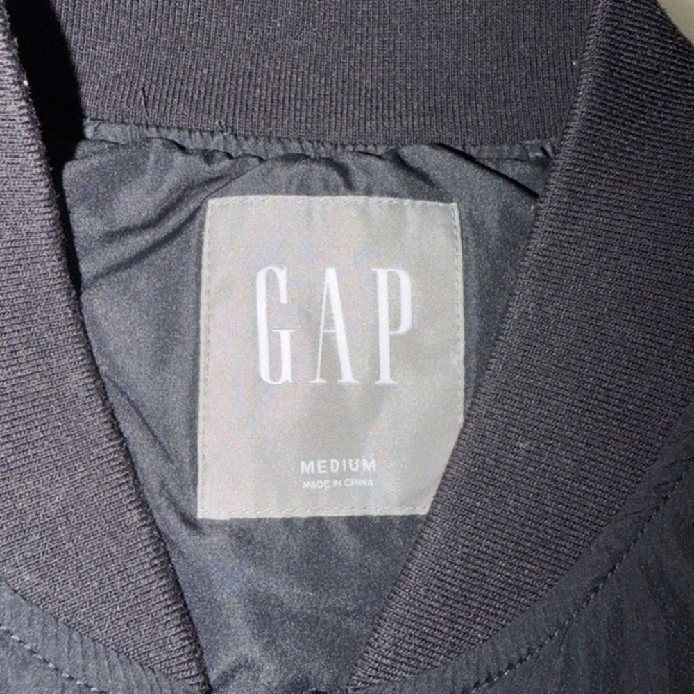 Gap Mens Bomber Jacket Black Water Repellent Full Zip Medium - Picture 6 of 11